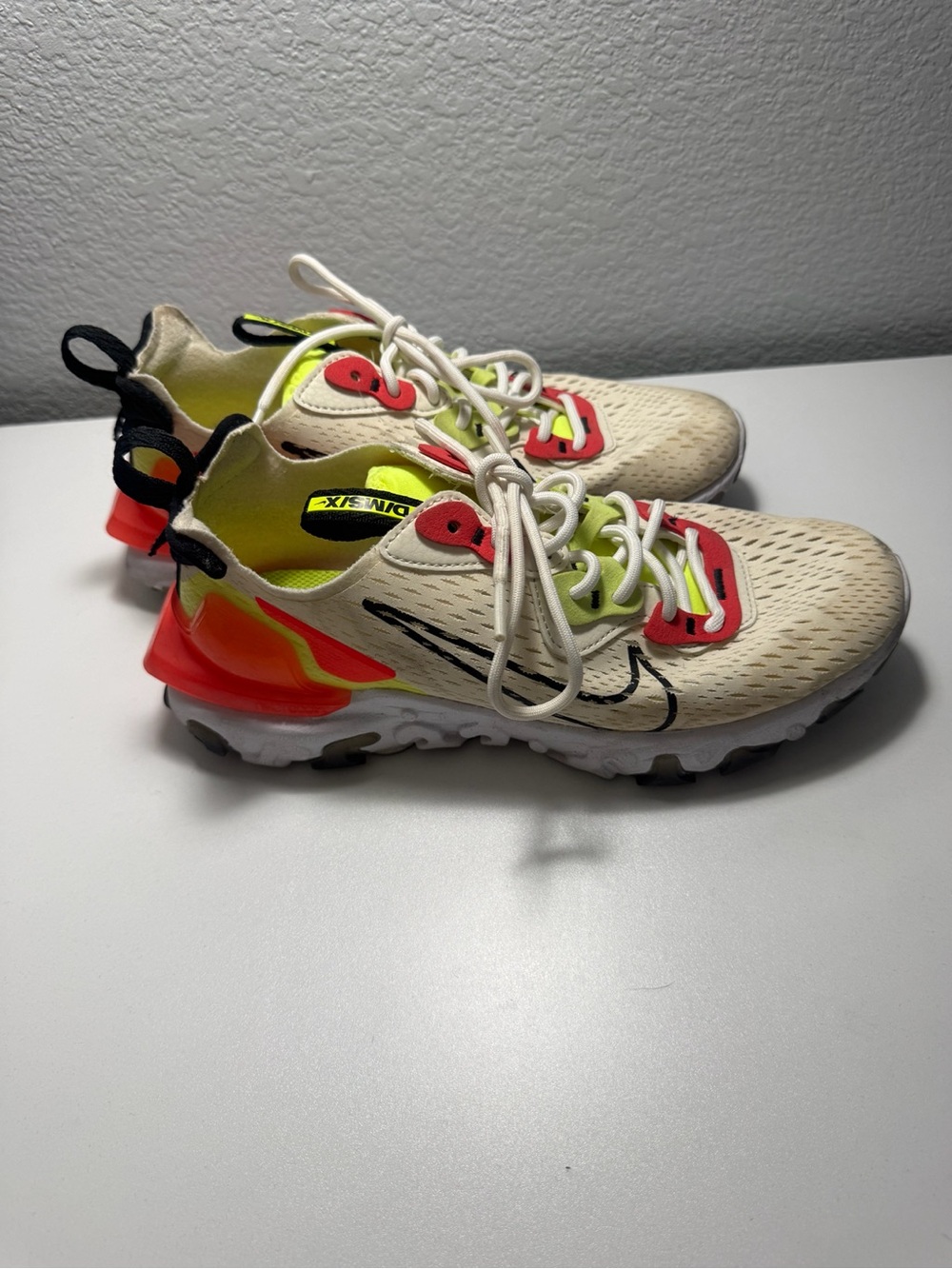 Nike Kids Neon Yellow, Red & Off-White Athletic Sneakers - Picture 2 of 5